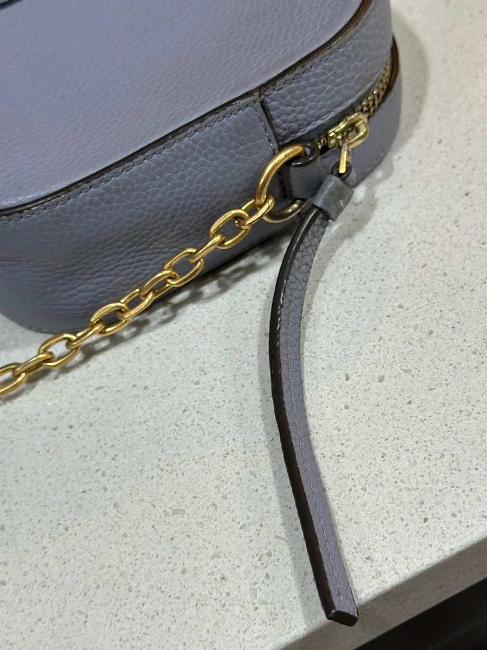 Tory Burch McGraw Camera Bag • Gold Chain Tassel Cloud Blue Periwinkle Crossbody